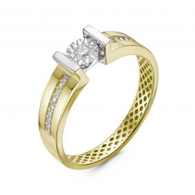 Кольцо из лимонного золота КЮЗ Del'ta Dди110005л с бриллиантом Dди110005л фото