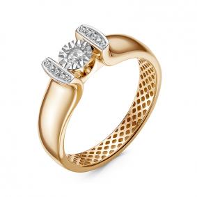 Золотое кольцо КЮЗ Del'ta Dди110011 с бриллиантом Dди110011 фото