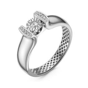 Кольцо из белого золота КЮЗ Del'ta Dди110011б с бриллиантом Dди110011б фото