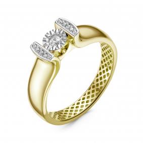 Кольцо из лимонного золота КЮЗ Del'ta Dди110011л с бриллиантом Dди110011л фото