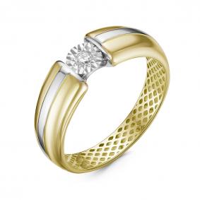Кольцо из лимонного золота КЮЗ Del'ta Dди110014л с бриллиантом Dди110014л фото