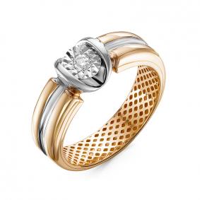 Золотое кольцо КЮЗ Del'ta Dди110016 с бриллиантом Dди110016 фото