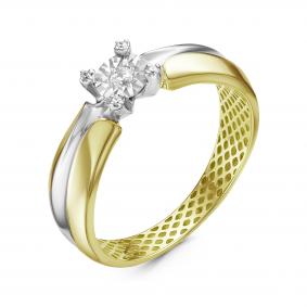 Кольцо из лимонного золота КЮЗ Del'ta Dди110019рл с бриллиантом Dди110019рл фото