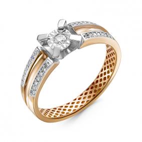 Золотое кольцо КЮЗ Del'ta Dди110034 с бриллиантом Dди110034 фото