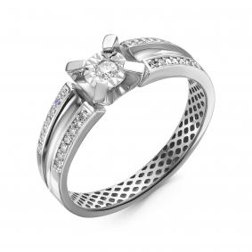 Кольцо из белого золота КЮЗ Del'ta Dди110034б с бриллиантом Dди110034б фото