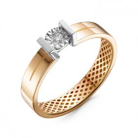 Золотое кольцо КЮЗ Del'ta Dди110035 с бриллиантом Dди110035 фото