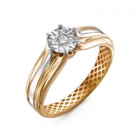 Золотое кольцо КЮЗ Del'ta Dди110042 с бриллиантом Dди110042 фото