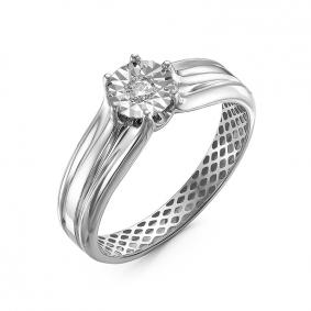 Кольцо из белого золота КЮЗ Del'ta Dди110042б с бриллиантом Dди110042б фото