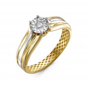 Кольцо из лимонного золота КЮЗ Del'ta Dди110042л с бриллиантом Dди110042л фото