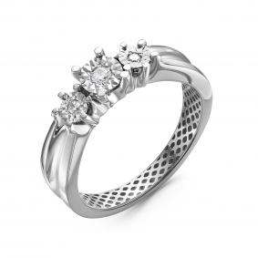 Кольцо из белого золота КЮЗ Del'ta Dди110054б с бриллиантом Dди110054б фото