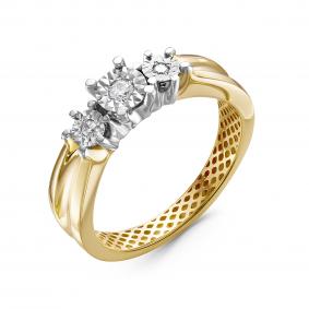 Кольцо из лимонного золота КЮЗ Del'ta Dди110054л с бриллиантом Dди110054л фото