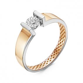 Золотое кольцо КЮЗ Del'ta Dди110058 с бриллиантом Dди110058 фото