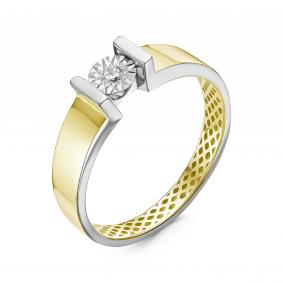 Кольцо из лимонного золота КЮЗ Del'ta Dди110058л с бриллиантом Dди110058л фото