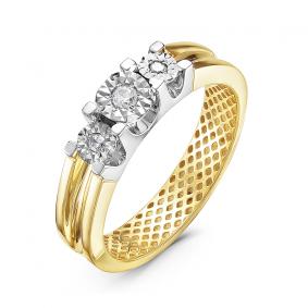 Кольцо из лимонного золота КЮЗ Del'ta Dди110071л с бриллиантом Dди110071л фото