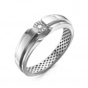 Кольцо из белого золота КЮЗ Del'ta Dди110077б с бриллиантом Dди110077б фото