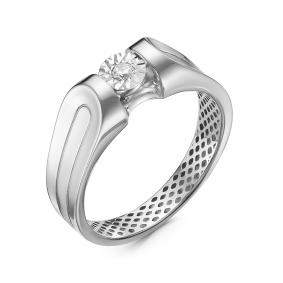 Кольцо из белого золота КЮЗ Del'ta Dди110134б с бриллиантом Dди110134б фото