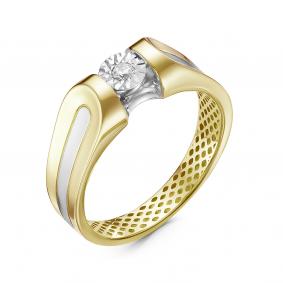 Кольцо из лимонного золота КЮЗ Del'ta Dди110134л с бриллиантом Dди110134л фото