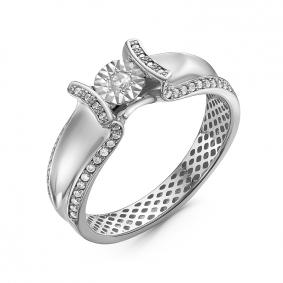 Кольцо из белого золота КЮЗ Del'ta Dди110148б с бриллиантом Dди110148б фото