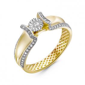 Кольцо из лимонного золота КЮЗ Del'ta Dди110148л с бриллиантом Dди110148л фото