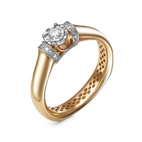 Золотое кольцо КЮЗ Del'ta Dди110267р с бриллиантом Dди110267р фото