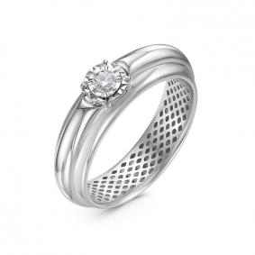 Кольцо из белого золота КЮЗ Del'ta Dди110522рб с бриллиантом Dди110522рб фото