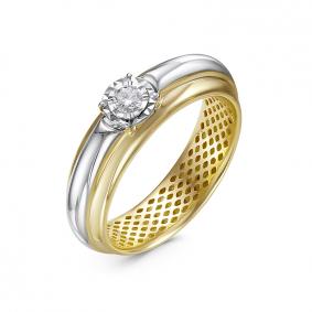 Кольцо из лимонного золота КЮЗ Del'ta Dди110522рл с бриллиантом Dди110522рл фото