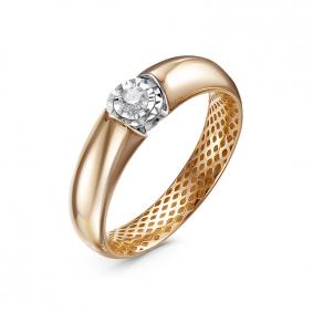 Золотое кольцо КЮЗ Del'ta Dди110524р с бриллиантом Dди110524р фото