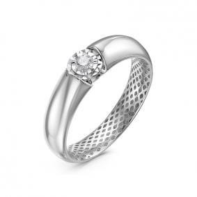 Кольцо из белого золота КЮЗ Del'ta Dди110524рб с бриллиантом Dди110524рб фото
