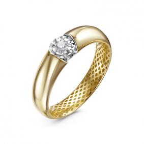 Кольцо из лимонного золота КЮЗ Del'ta Dди110524рл с бриллиантом Dди110524рл фото