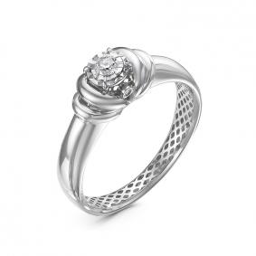 Кольцо из белого золота КЮЗ Del'ta Dди110528рб с бриллиантом Dди110528рб фото