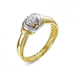 Кольцо из лимонного золота КЮЗ Del'ta Dди110528рл с бриллиантом Dди110528рл фото