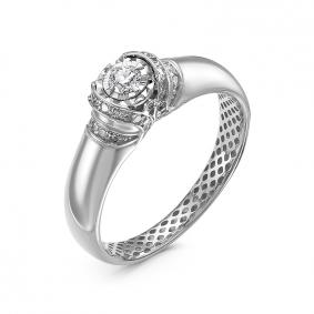 Кольцо из белого золота КЮЗ Del'ta Dди110529рб с бриллиантом Dди110529рб фото