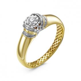 Кольцо из лимонного золота КЮЗ Del'ta Dди110529рл с бриллиантом Dди110529рл фото