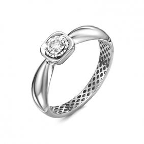 Кольцо из белого золота КЮЗ Del'ta Dди110646рб с бриллиантом Dди110646рб фото