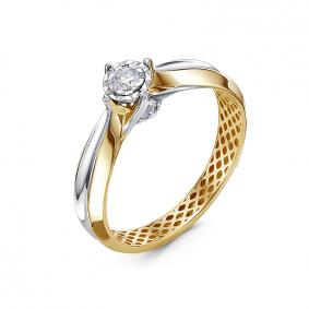 Кольцо из лимонного золота КЮЗ Del'ta Dди110648рл с бриллиантом Dди110648рл фото