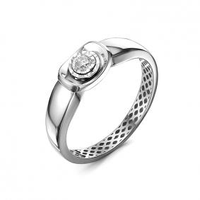 Кольцо из белого золота КЮЗ Del'ta Dди110651рб с бриллиантом Dди110651рб фото