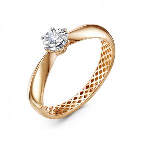 Золотое кольцо КЮЗ Del'ta Dди110652р с бриллиантом Dди110652р фото