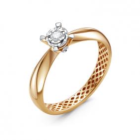 Золотое кольцо КЮЗ Del'ta Dди110653р с бриллиантом Dди110653р фото