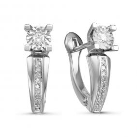 Серьги из белого золота КЮЗ Del'ta Dди120007б с бриллиантом Dди120007б фото