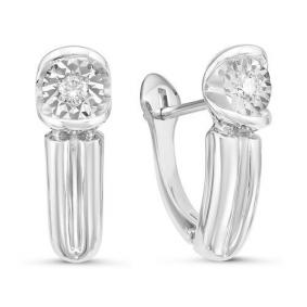 Серьги из белого золота КЮЗ Del'ta Dди120016б с бриллиантом Dди120016б фото