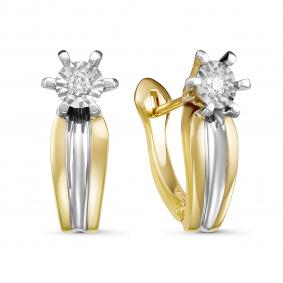 Серьги из лимонного золота КЮЗ Del'ta Dди120025л с бриллиантом Dди120025л фото