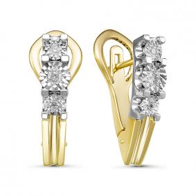 Серьги из лимонного золота КЮЗ Del'ta Dди120071л с бриллиантом Dди120071л фото
