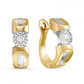 Серьги из лимонного золота КЮЗ Del'ta Dди120134л с бриллиантом Dди120134л фото