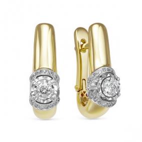 Серьги из лимонного золота КЮЗ Del'ta Dди120526рл с бриллиантом Dди120526рл фото