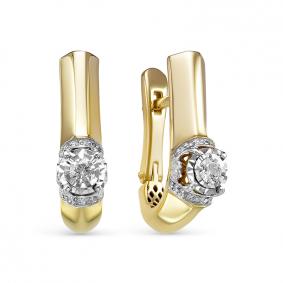 Серьги из лимонного золота КЮЗ Del'ta Dди120527рл с бриллиантом Dди120527рл фото