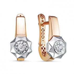 Золотые серьги КЮЗ Del'ta Dди120656р с бриллиантом Dди120656р фото