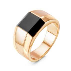 Золотая мужская печатка КЮЗ Del'ta с фианитом Dдп040007 Dдп040007 фото