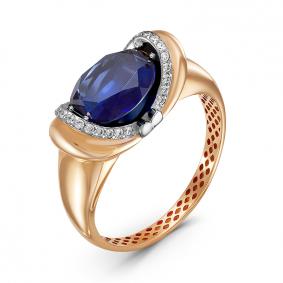 Золотое кольцо КЮЗ Del'ta Dдпд315276р с фианитом и сапфировым корундом Dдпд315276р фото