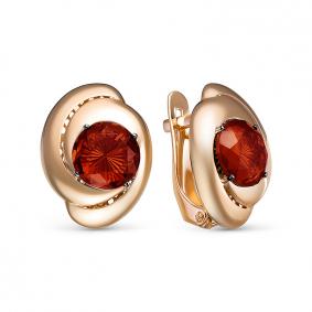 Золотые серьги КЮЗ Del'ta Dдпд325270р с гранатом Dдпд325270р фото