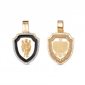 Золотая подвеска-иконка Ангел хранитель КЮЗ Del'ta с фианитом и эмалью Dдф0301746р Dдф0301746р фото